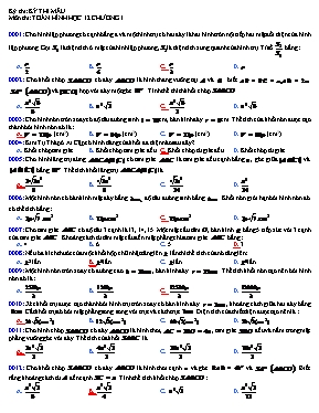 Câu hỏi ôn tập môn Hình học 12 - Chương 1